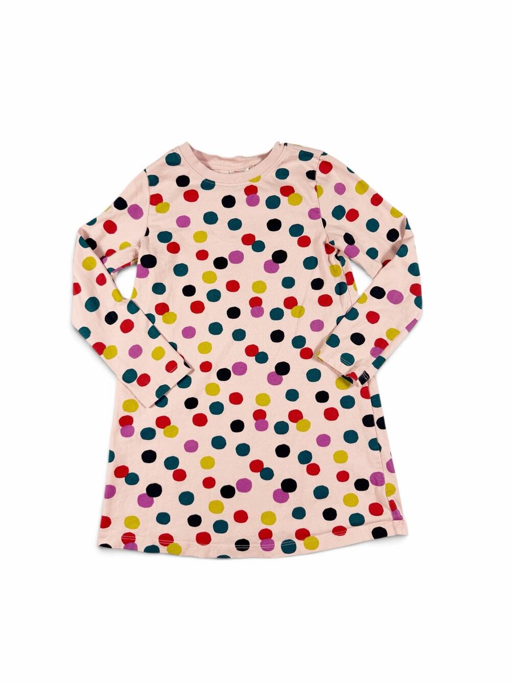 Hanna Andersson Confetti Polka Dot Long Sleeve Dress Pink Size 6-7
